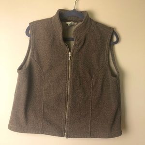 Talbots Petites Heather Brown Fleece Vest